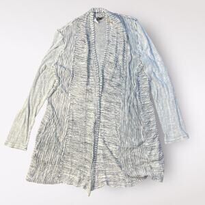 XCVI Gray Open Front Cardigan Textured Pockets Long Sleeve Size L‎